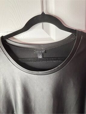 torrid Black Faux Leather Short Sleeve Crewneck Top